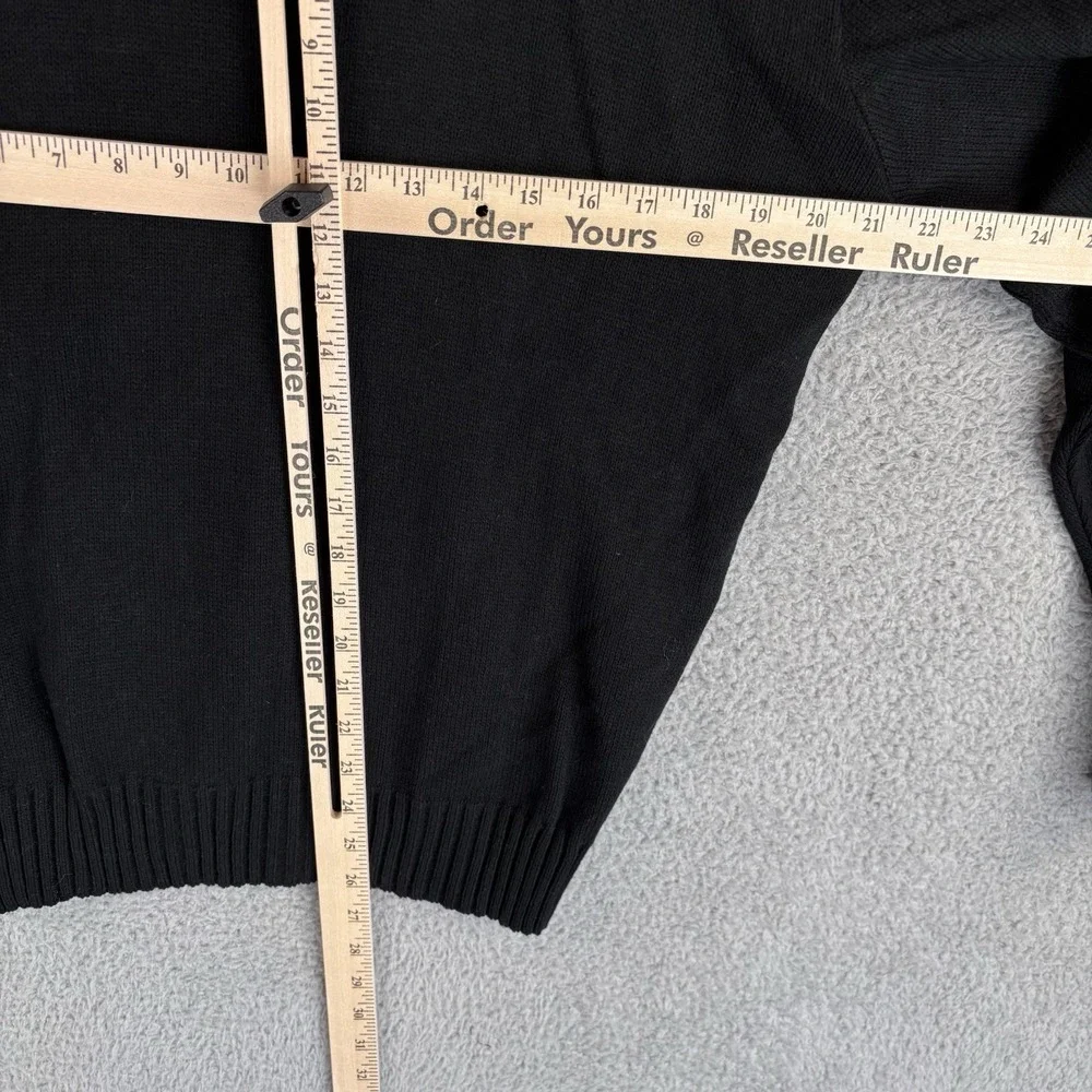 Commando by Jack Young Sweater Mens L Black Military V Neck Knit Elbow Patches